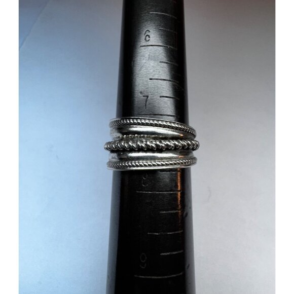 Estate Sterling Silver Wide Rope Band Ring Size 7.5 – Vintage 925 Jewelry - Picture 6 of 11